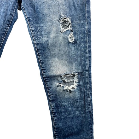 Mavi Jeans Co. Womens Size 30 Distressed Straight Bohemian Tribal Print Denim - Picture 12 of 16